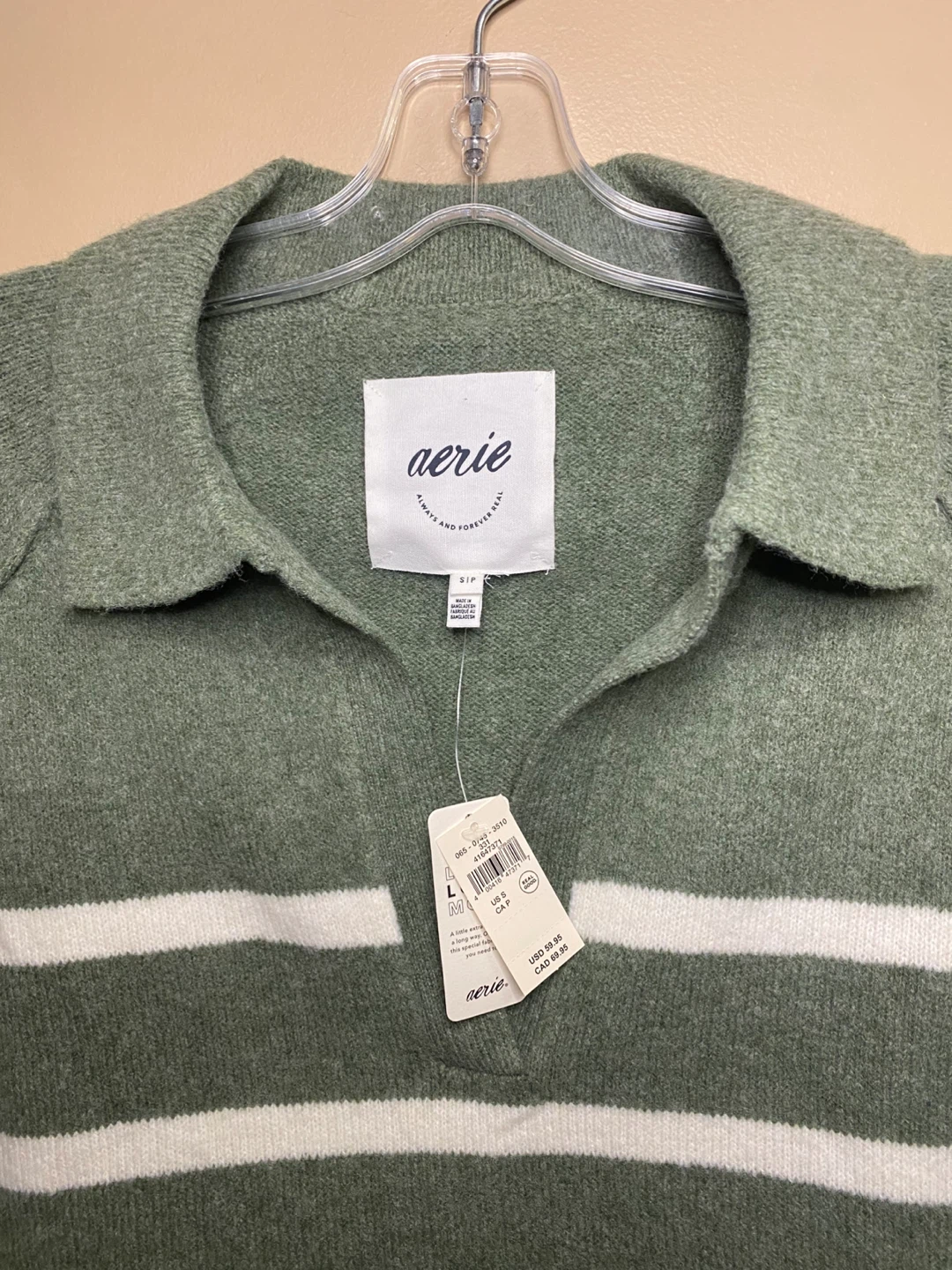 NWT Aerie Oversized Striped Green unREAL Sweater - photo 4