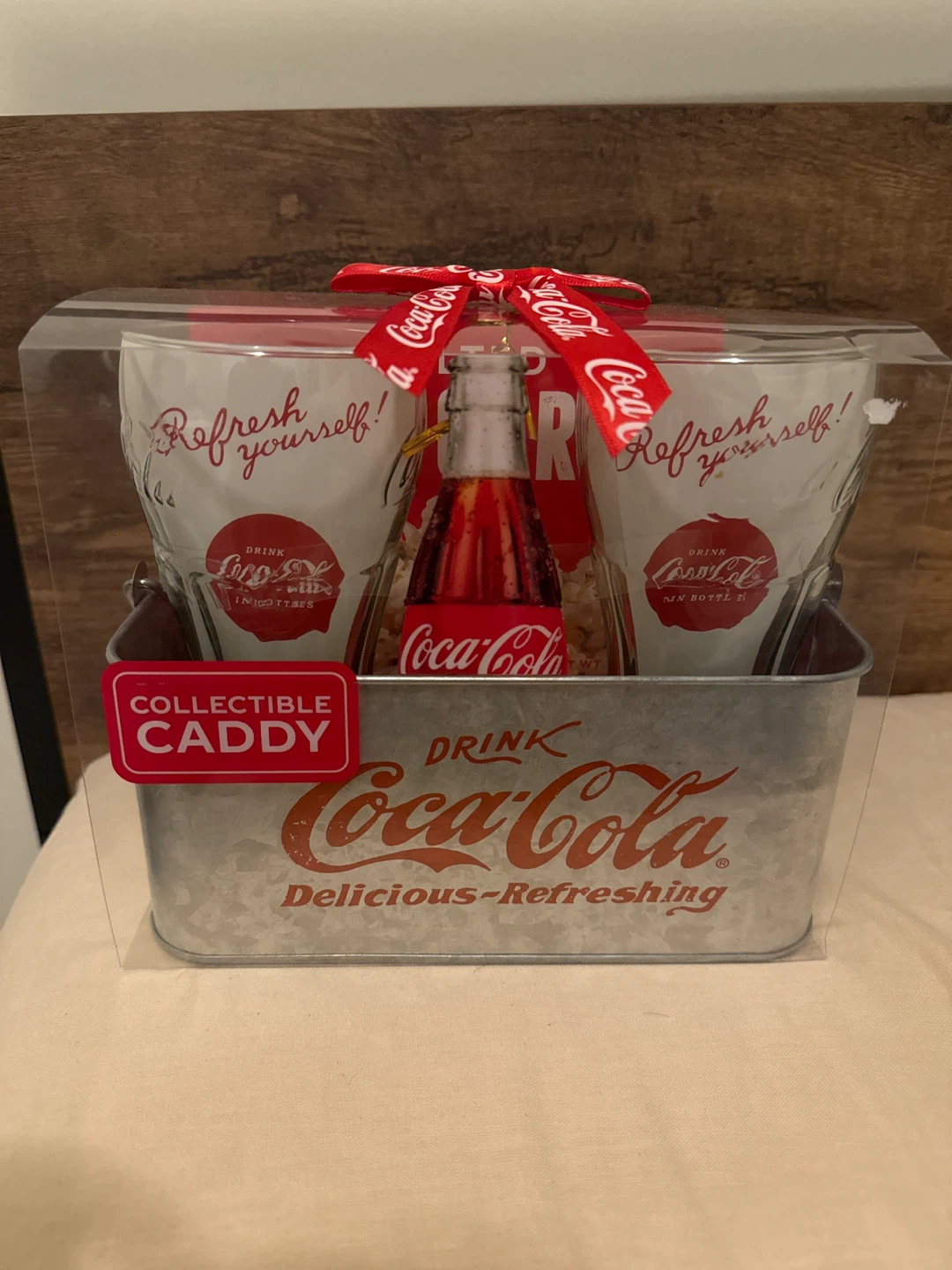 Coca-Cola Collectible Caddy w/ Glasses & Popcorn
