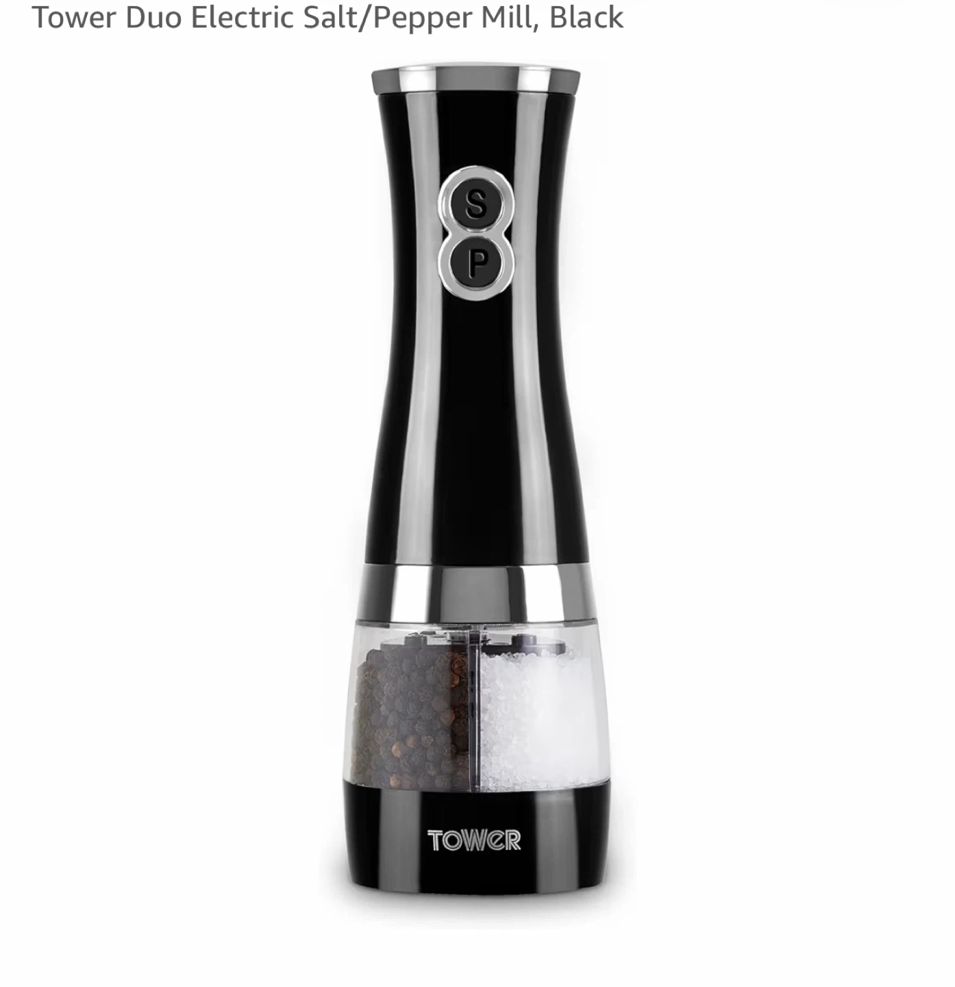 Tower Duo Electric Salt & Pepper Mill, Black