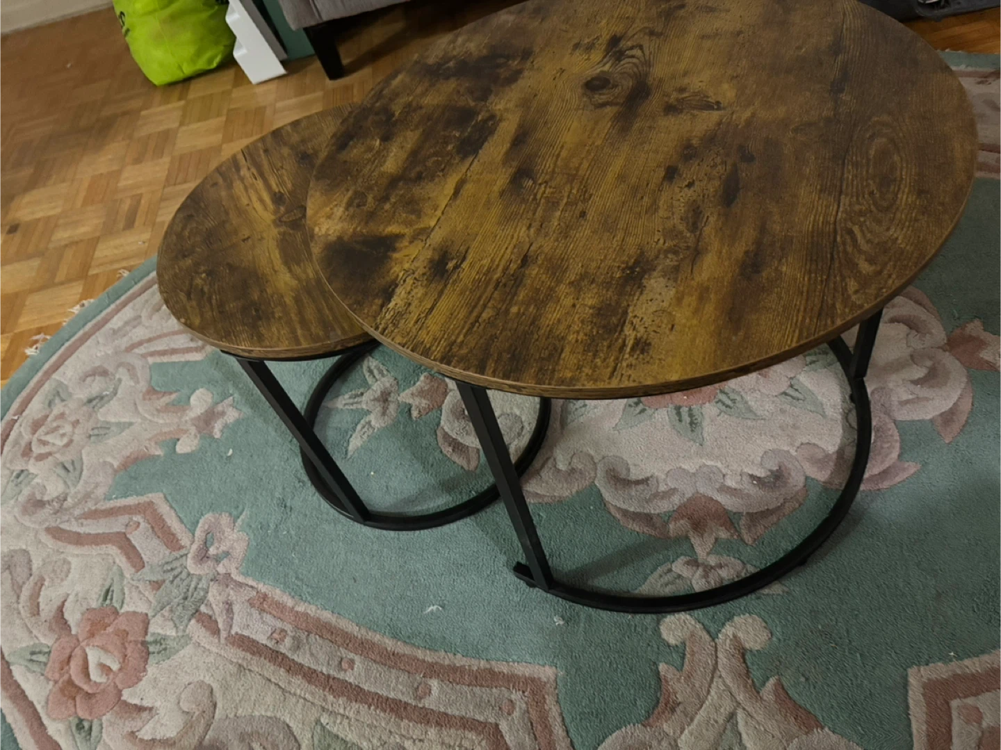 Round Nesting Coffee Tables, Brown - photo 2