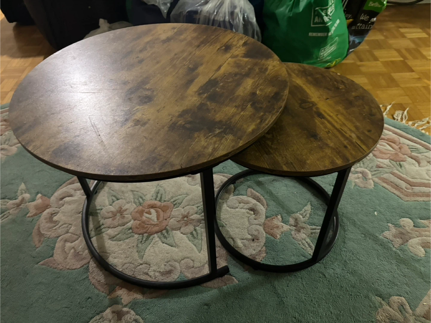 Round Nesting Coffee Tables, Brown - photo 3