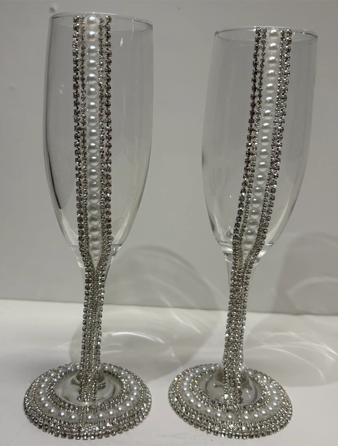 Handmade Luxury glassware with Pearls and Rhinestones – Set of 2