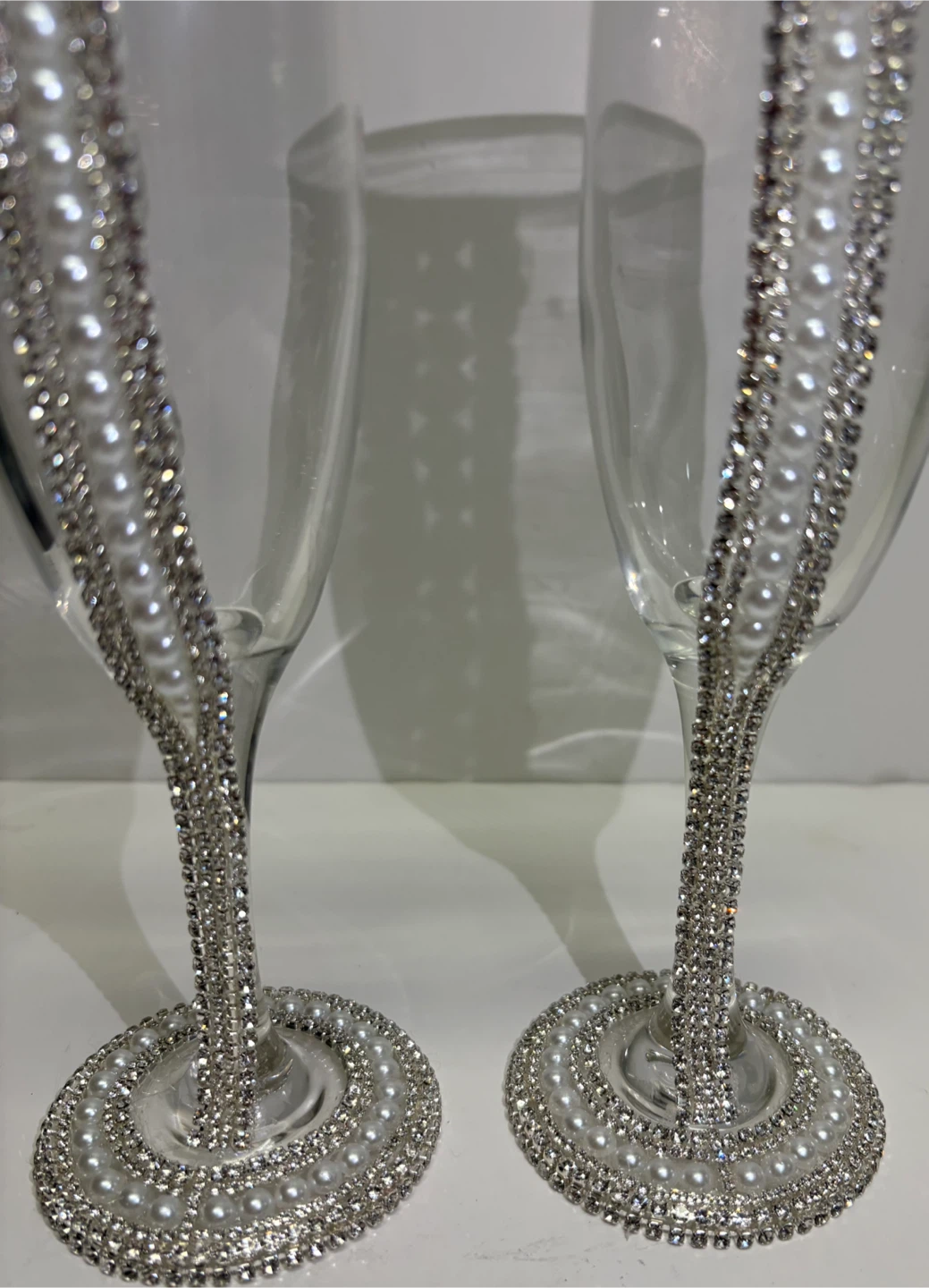 Handmade Luxury glassware with Pearls and Rhinestones – Set of 2 - photo 3