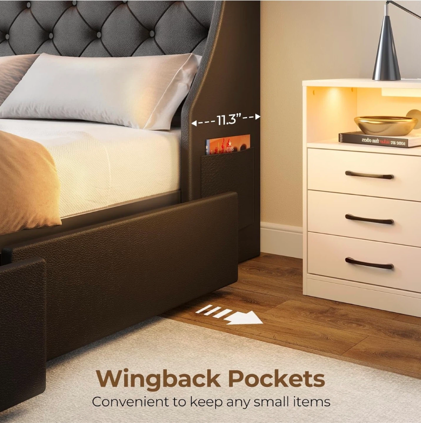 Queen size Bed Frame with LED & USB Ports - photo 4