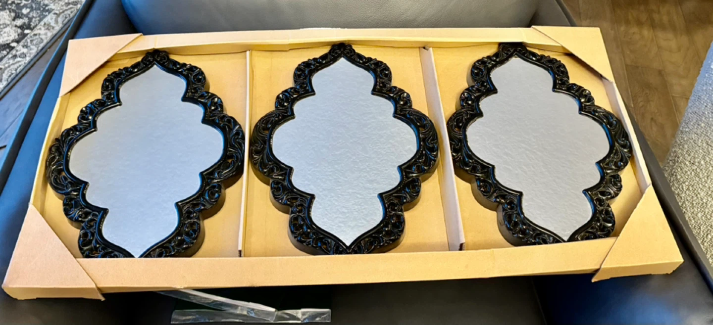 3-Piece Black Ornate Mirror Set - New in Box - photo 3