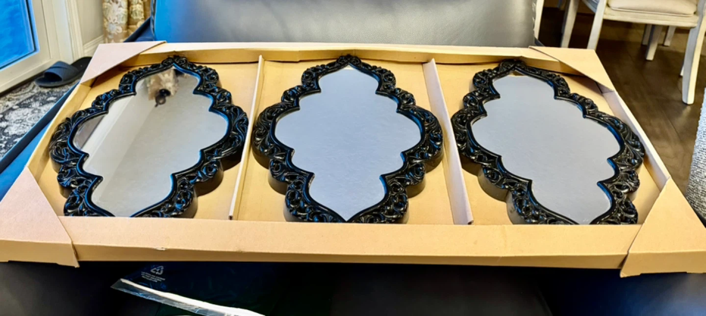 3-Piece Black Ornate Mirror Set - New in Box - photo 4