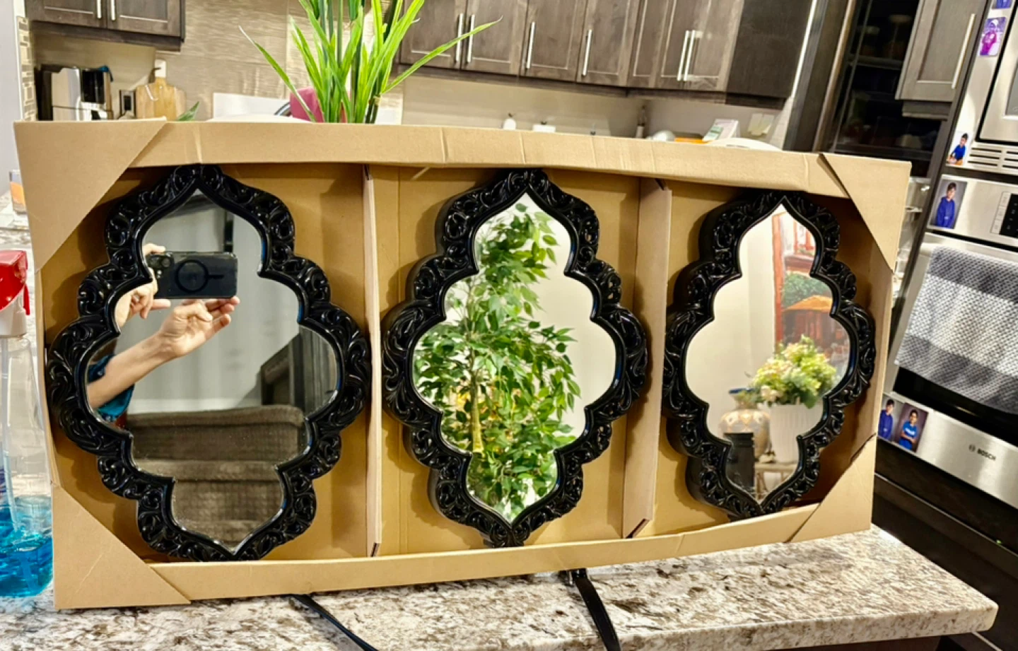 3-Piece Black Ornate Mirror Set - New in Box - photo 2