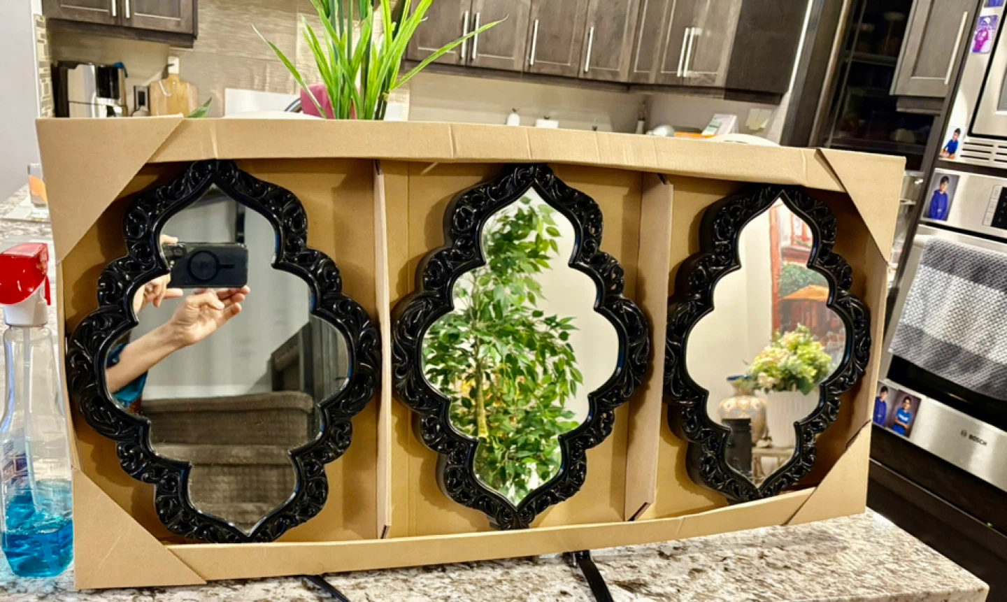 3-Piece Black Ornate Mirror Set - New in Box - photo 5