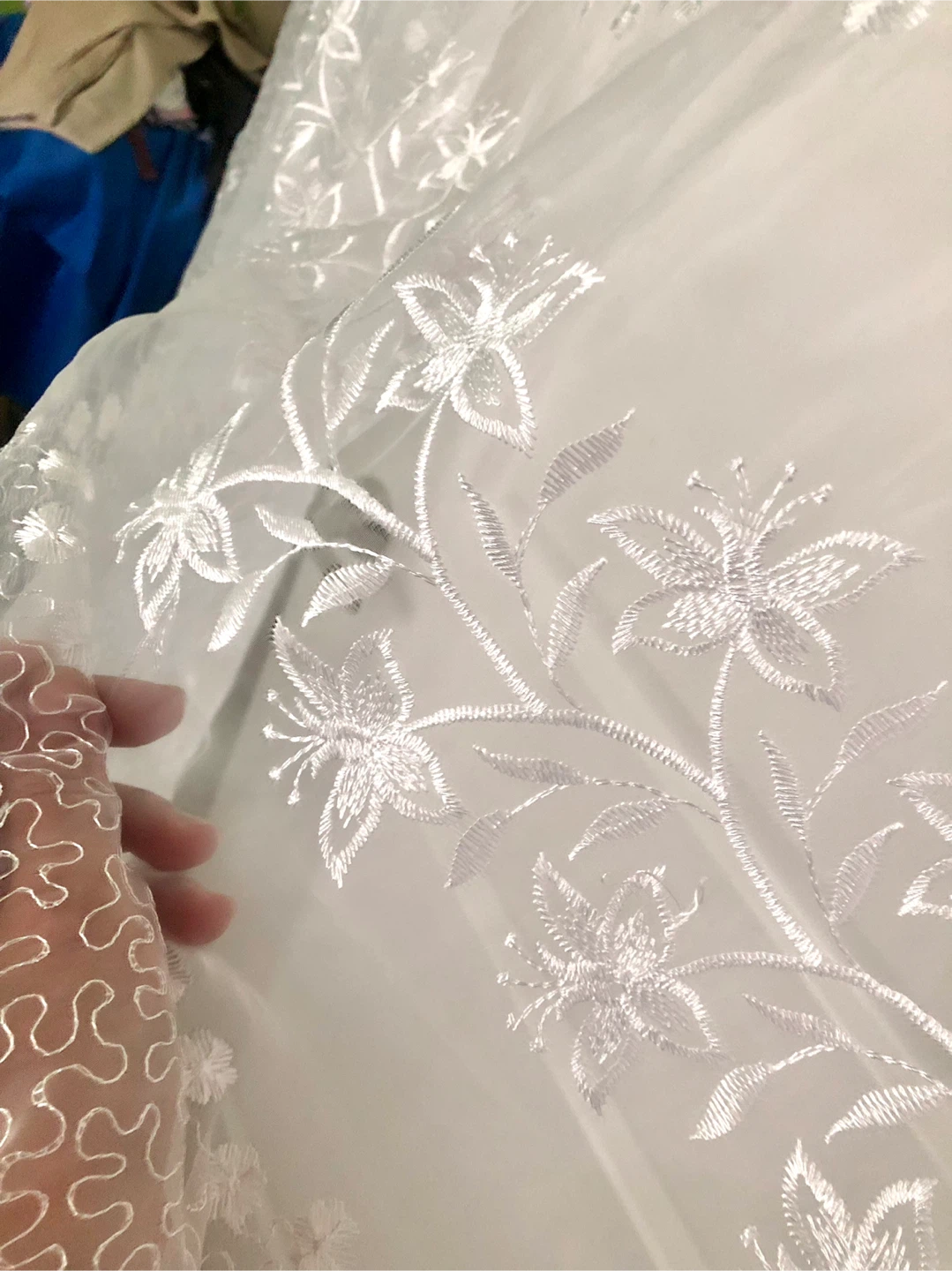 White Floral Embroidered Sheer Curtain Panel - photo 4