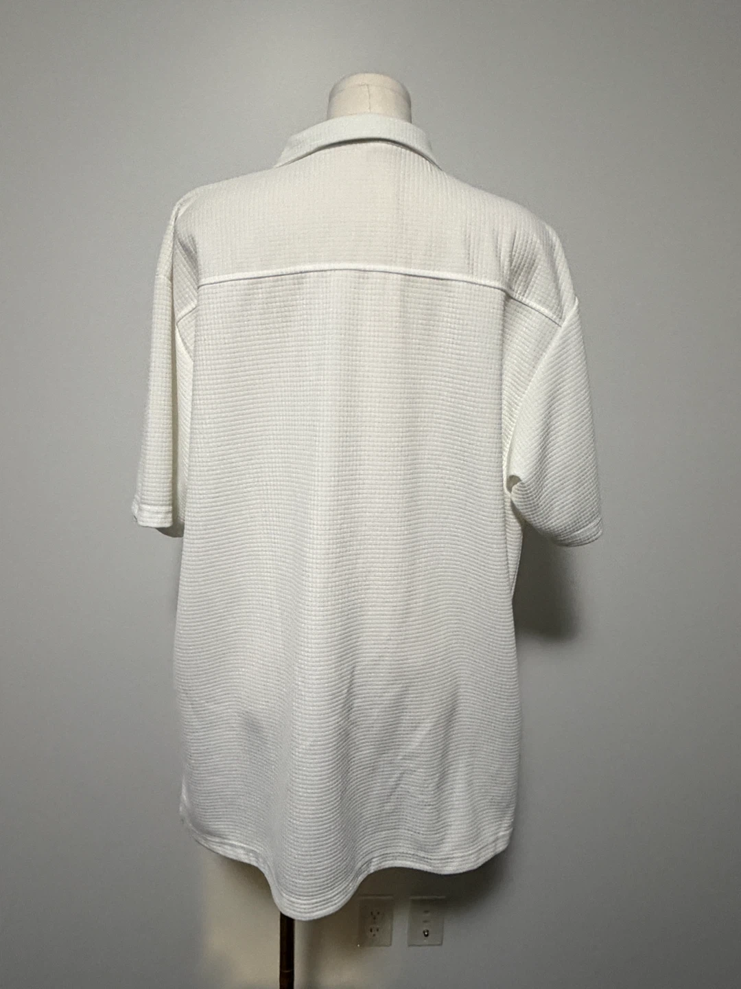 Men’s White Waffle Knit Button-Up Shirt - photo 5