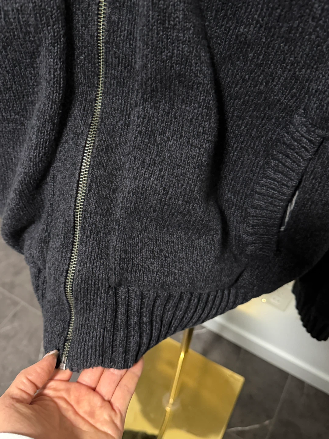 Charcoal Knit Zip-Up Cardigan Men’s - photo 3