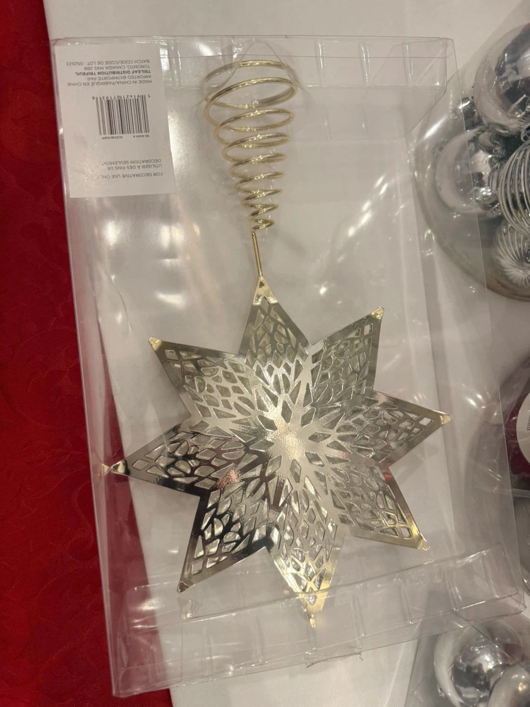Holiday Tree Decor - Silver & Red Ornaments + Tree Topper - photo 5