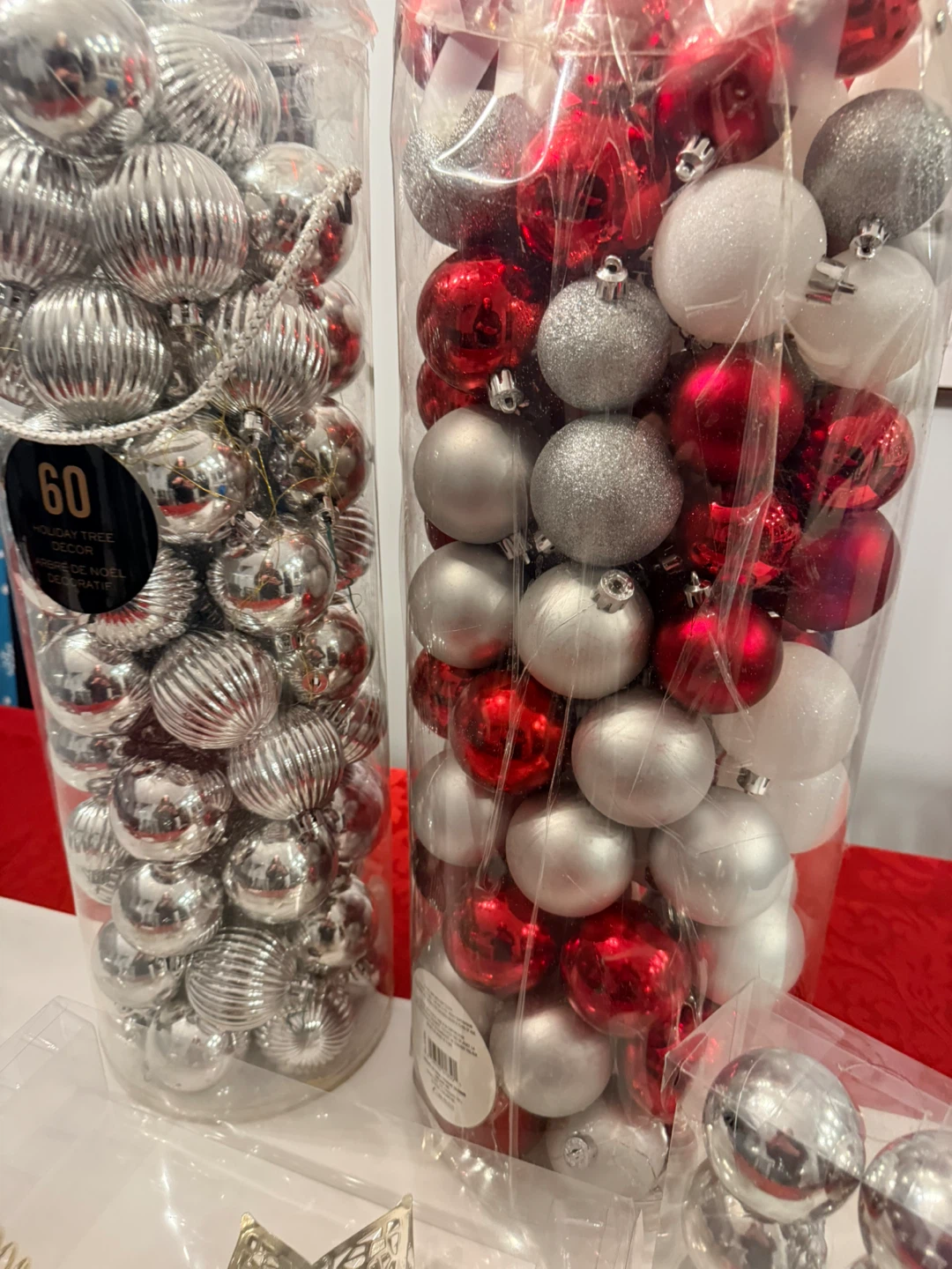 Holiday Tree Decor - Silver & Red Ornaments + Tree Topper - photo 4