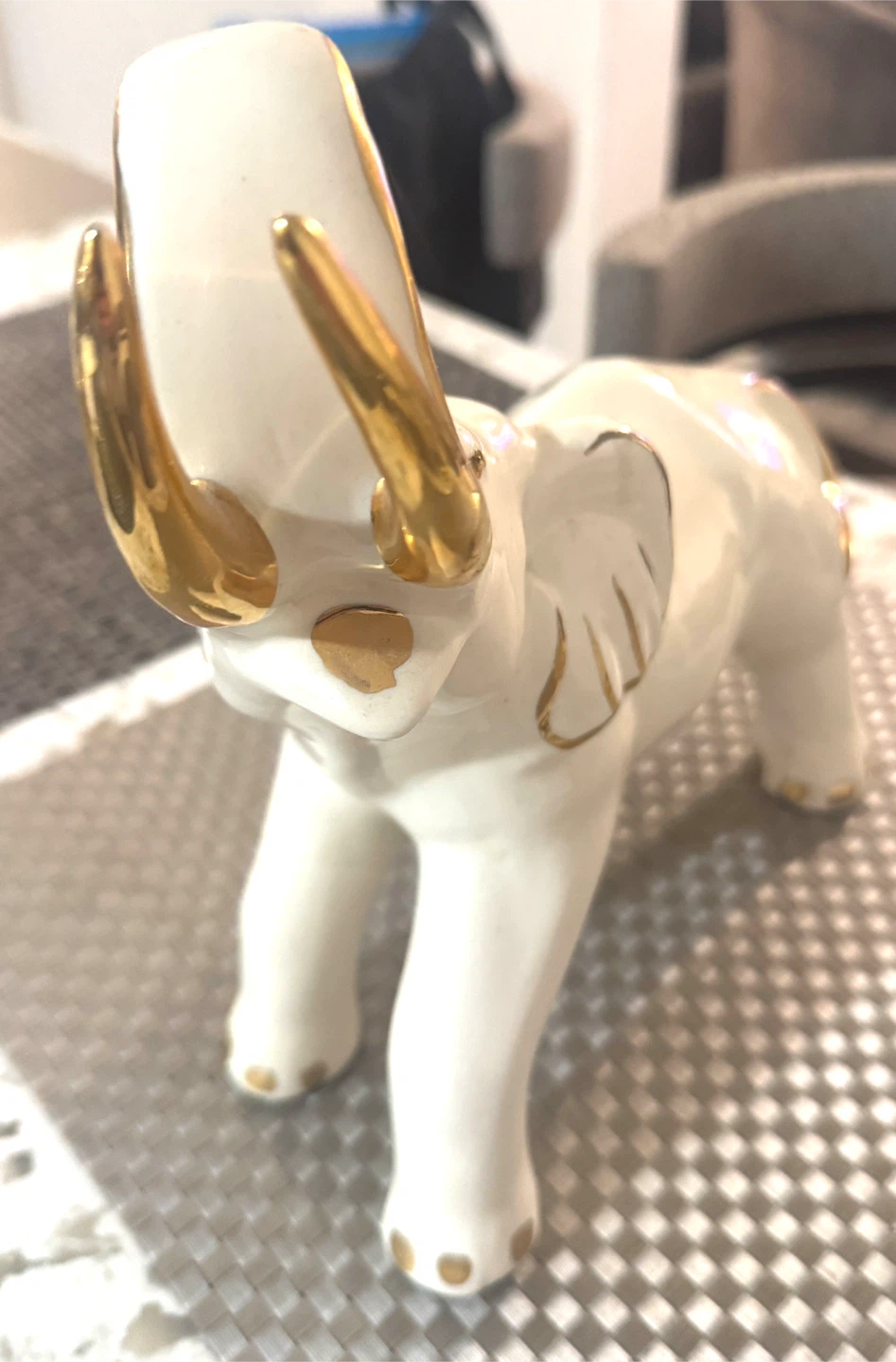 White & Gold Decorative Elephant Figurine - photo 4