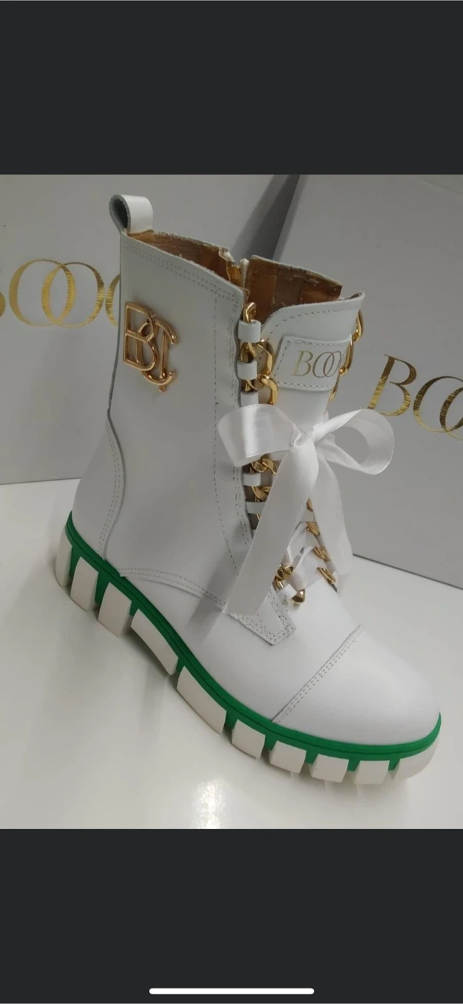 Bocci White Leather Ankle Boots
