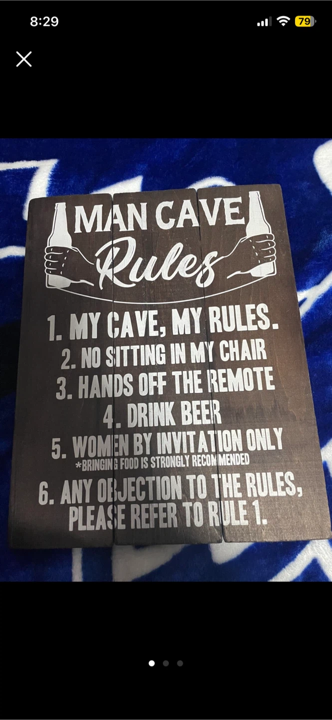Man Cave Rules Wood Sign