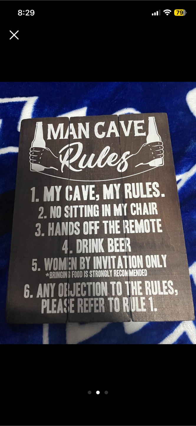 Man Cave Rules Wood Sign - photo 2
