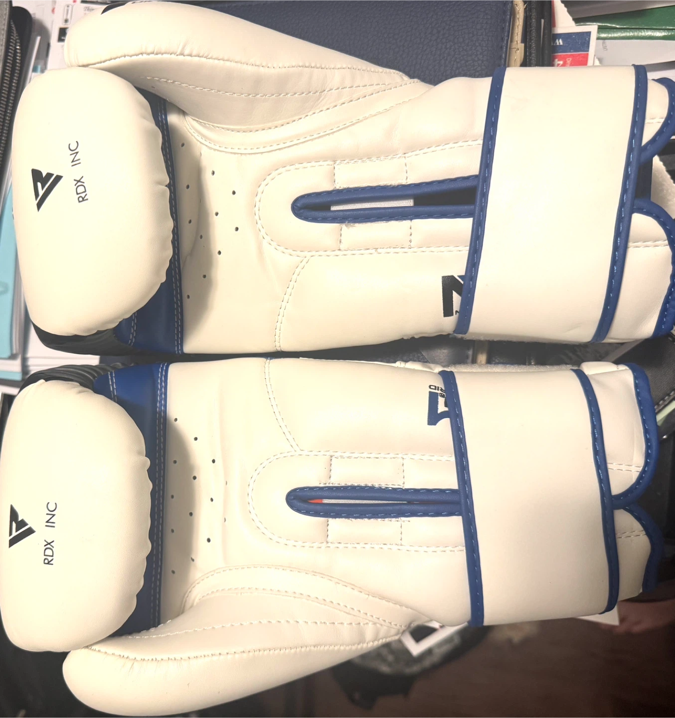 RDX INC Boxing Gloves - White & Blue - photo 4
