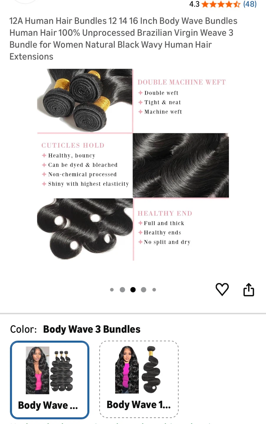 12A Human Hair Bundles - Body Wave 3 Bundles - photo 3