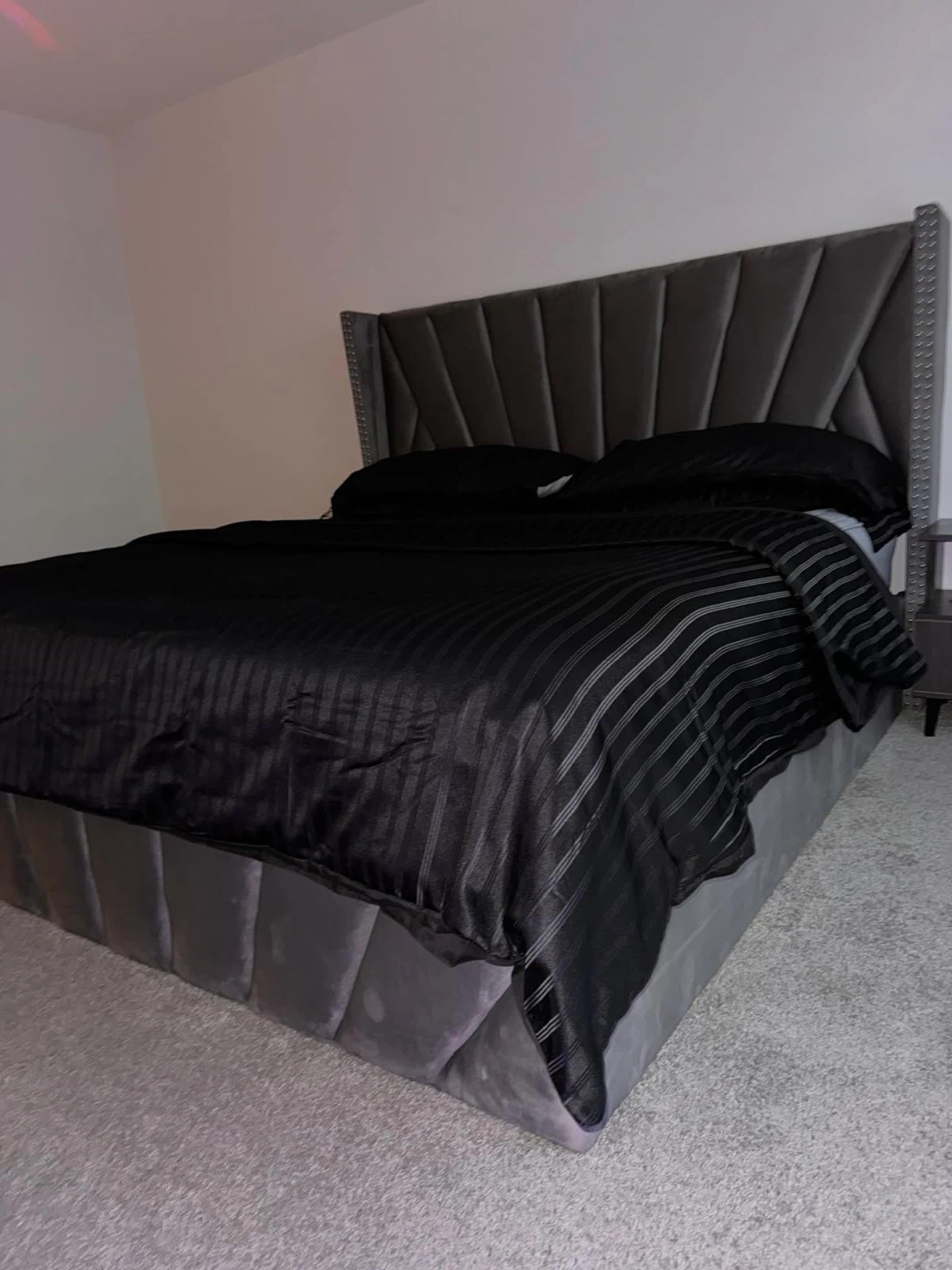 Upholstered Bed Frame - Grey - photo 2