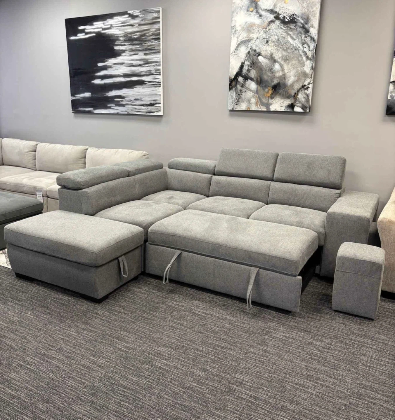 Grey Sectional Sofa with Storage - photo 2
