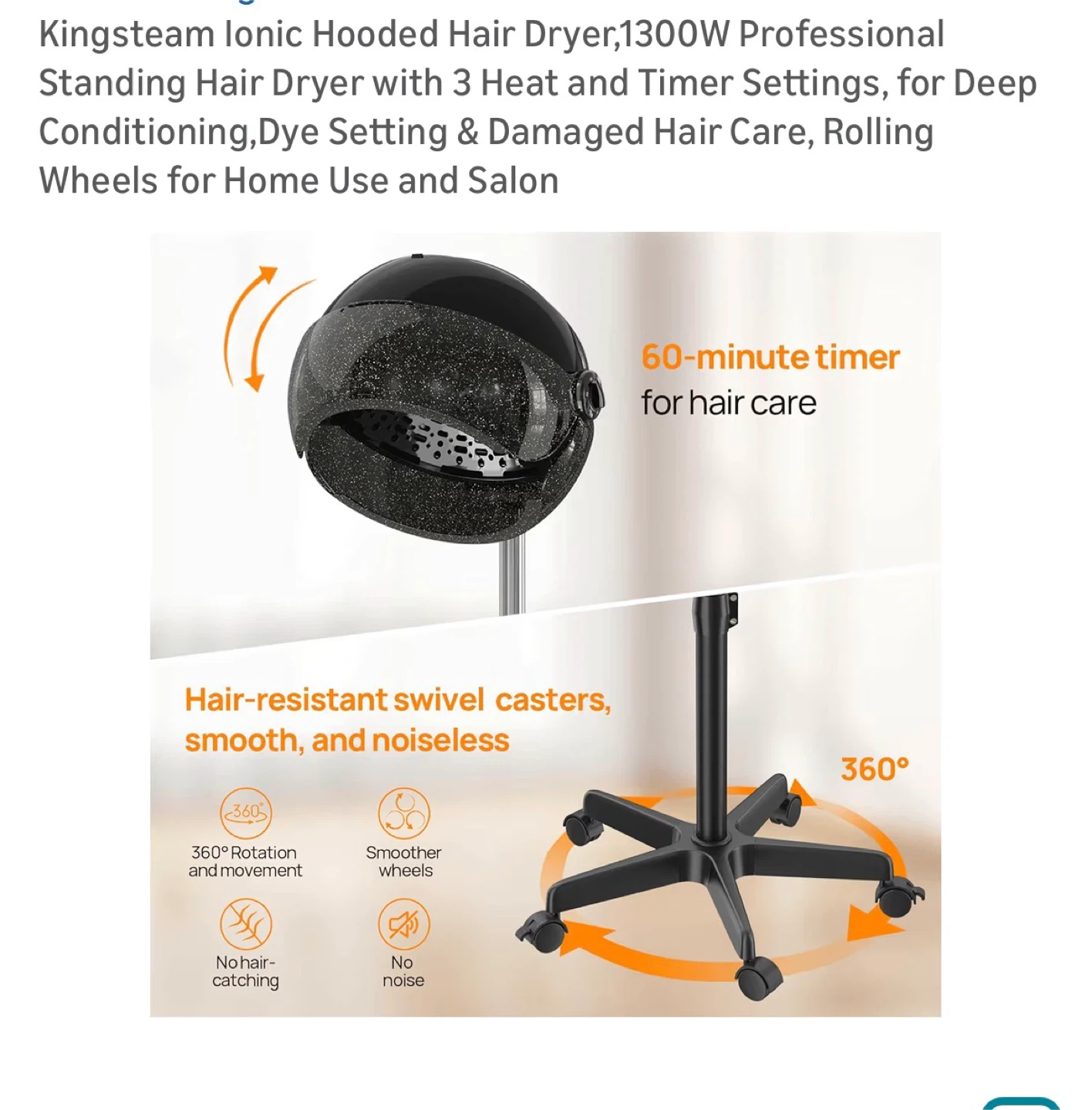 Brand New Ionic Hooded Hair Dryer - Salon Quality! - photo 5