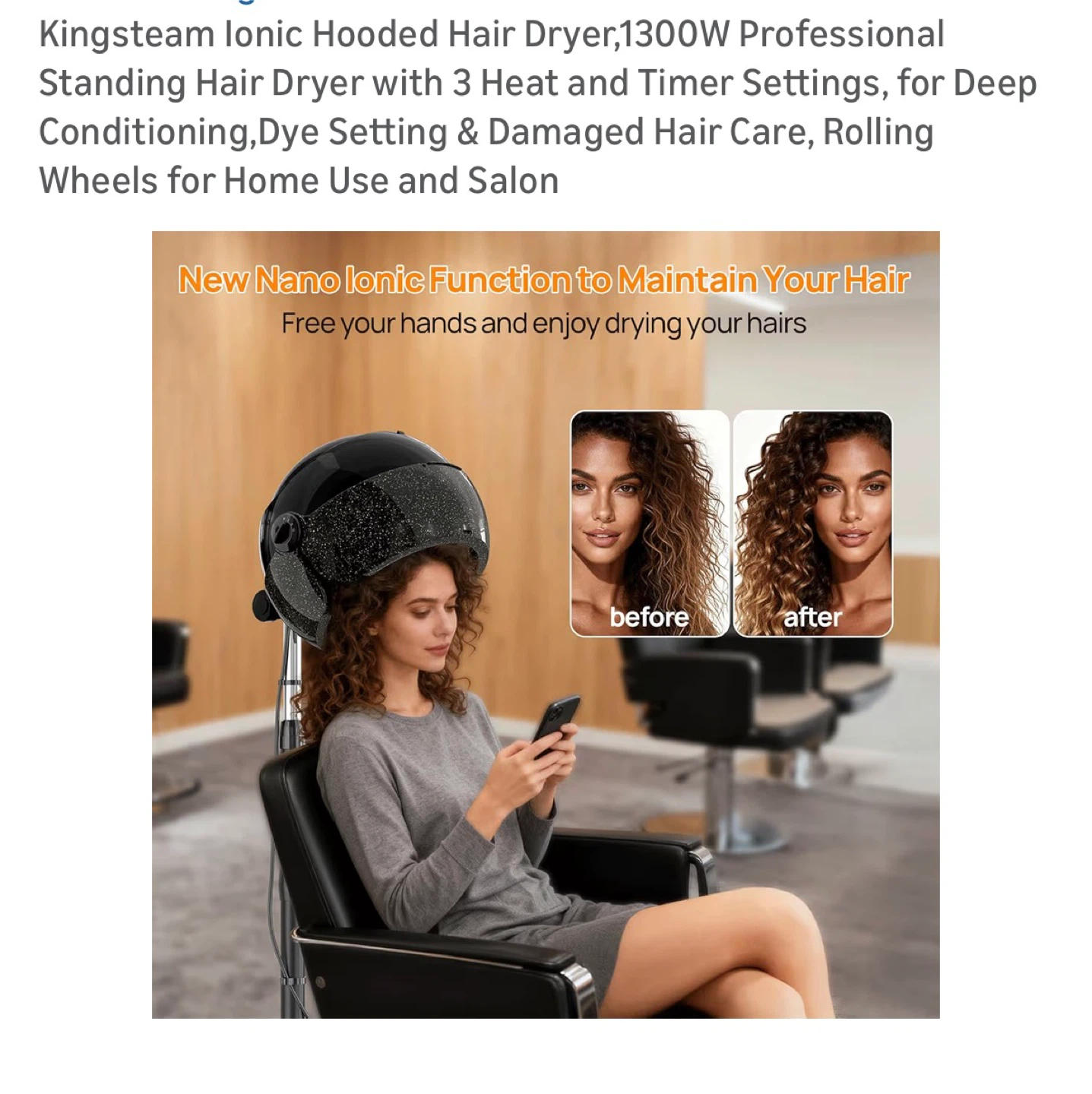 Brand New Ionic Hooded Hair Dryer - Salon Quality! - photo 3