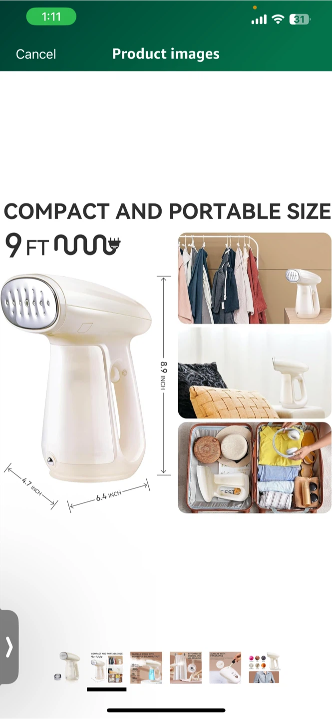 3 Bar Garment Steamer - Compact & Portable - photo 5