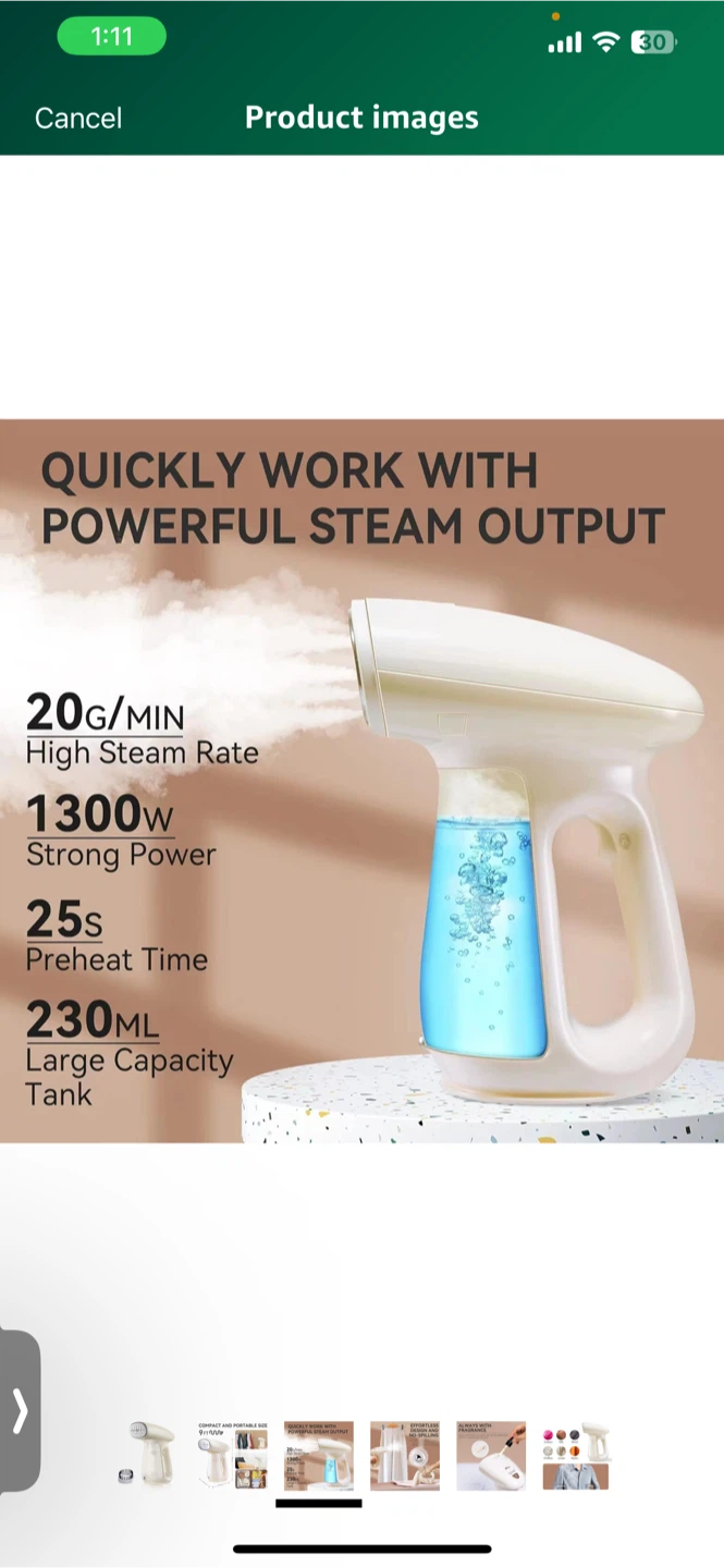3 Bar Garment Steamer - Compact & Portable - photo 3