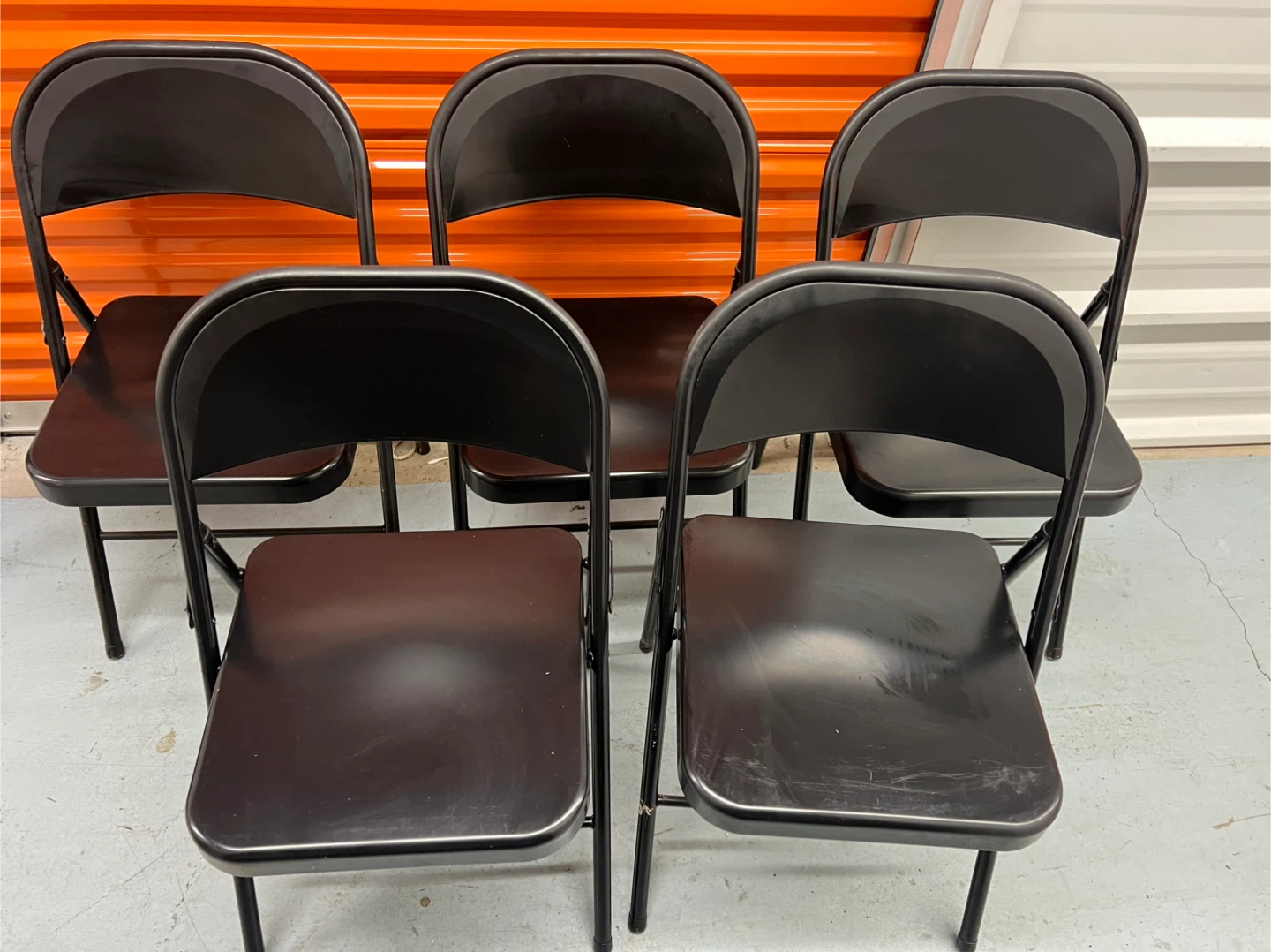 Set of 5 Black  Metal Folding Chairs