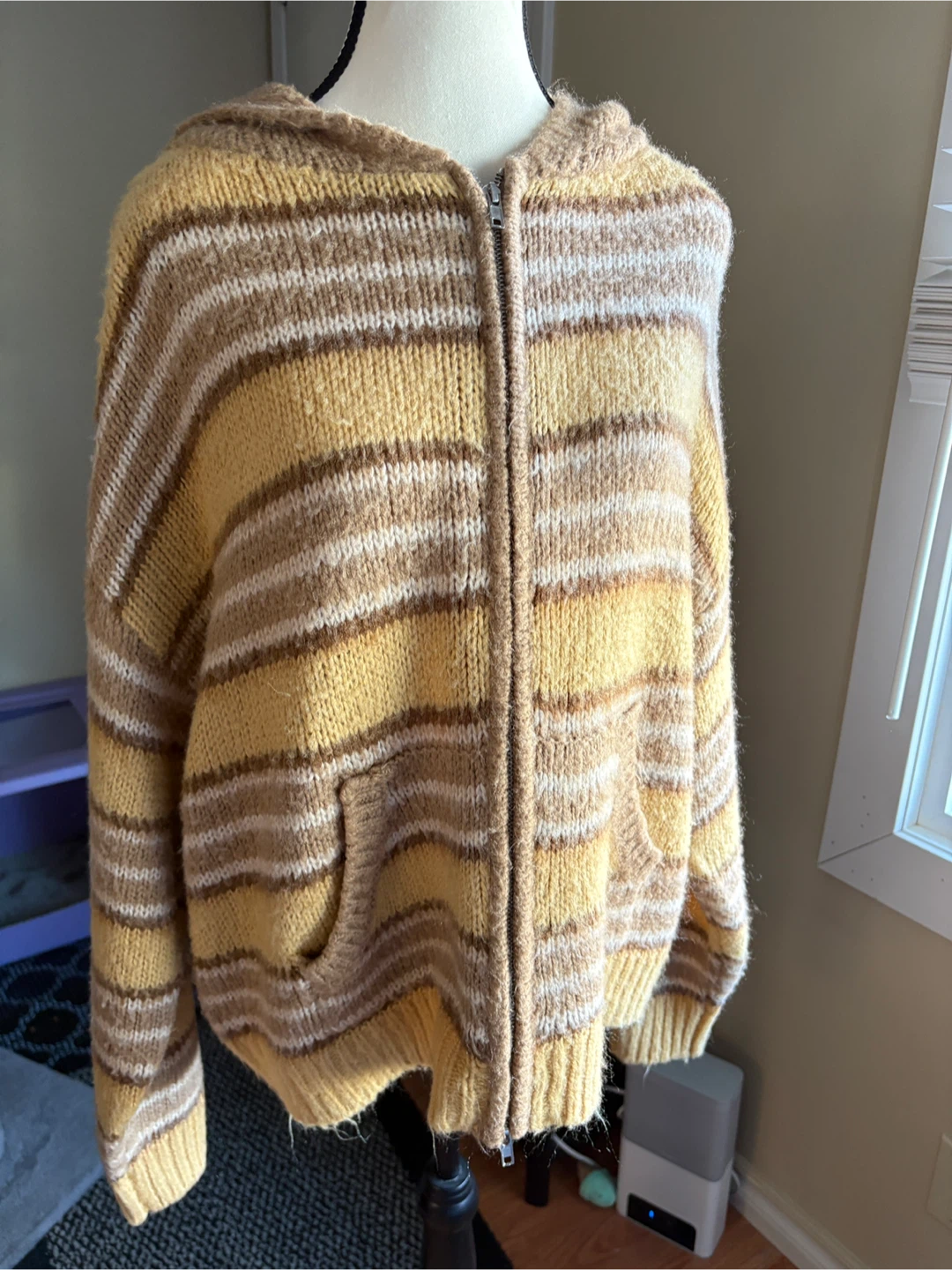 Urban Outfitters Striped Knit Hoodie Sweater