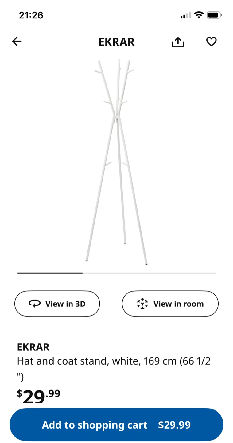 IKEA EKRAR Hat and Coat Stand - White