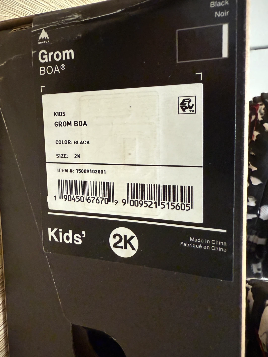 Burton Grom BOA Kids' Black Snowboard Boots - Size 2K - photo 3