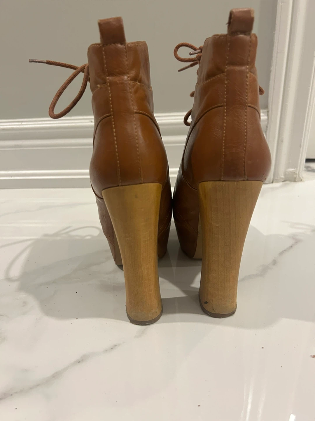 Wild Pair Brown Lace-Up Platform Booties size 7 - photo 3