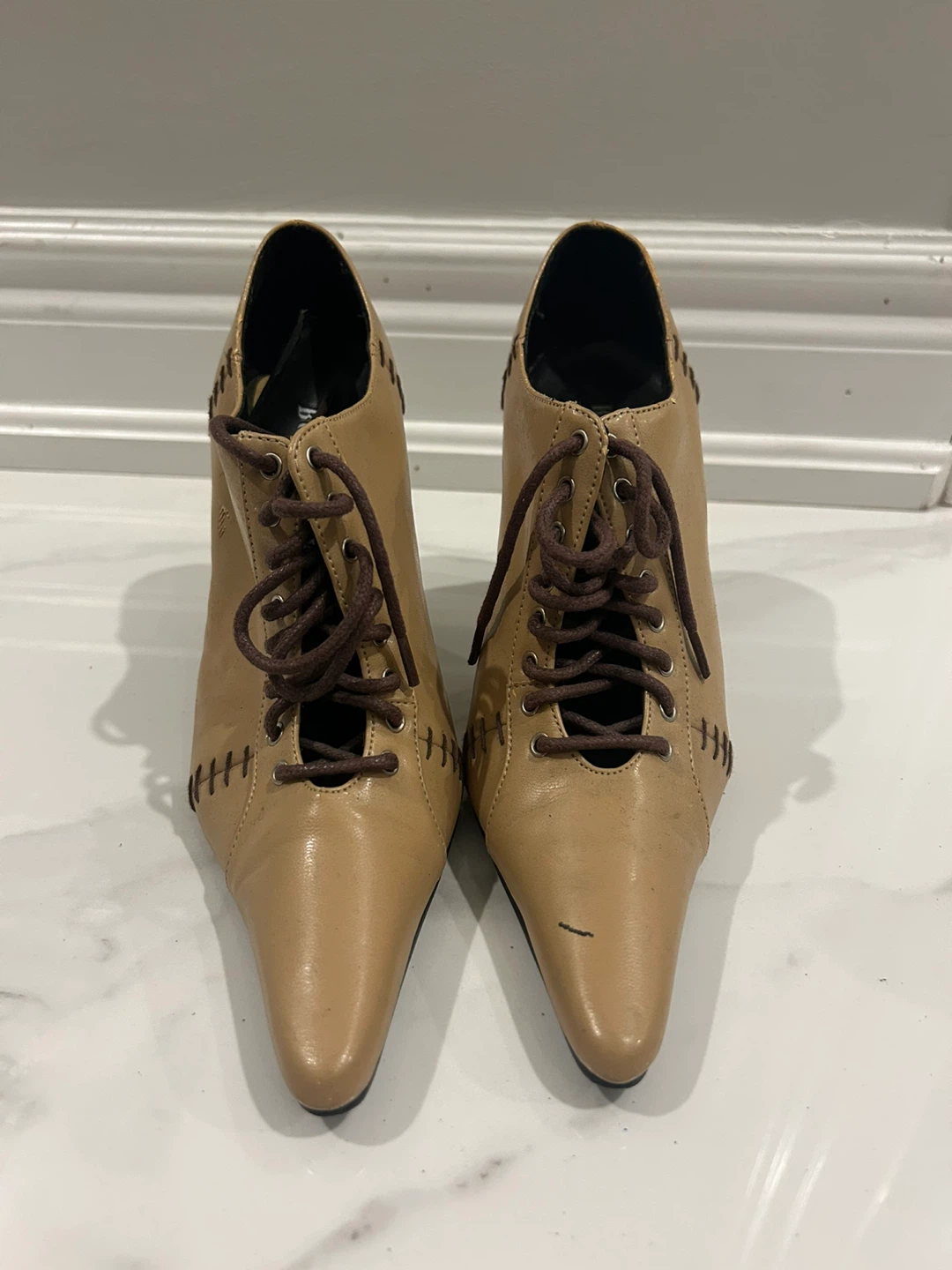 Boardwalk Tan Lace-Up Heels - Size 6.5