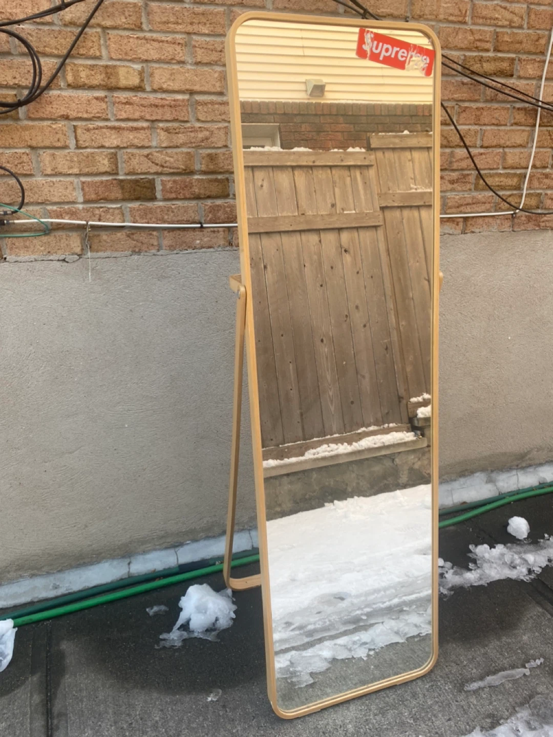Standing Mirror with Wooden Frame - photo 2