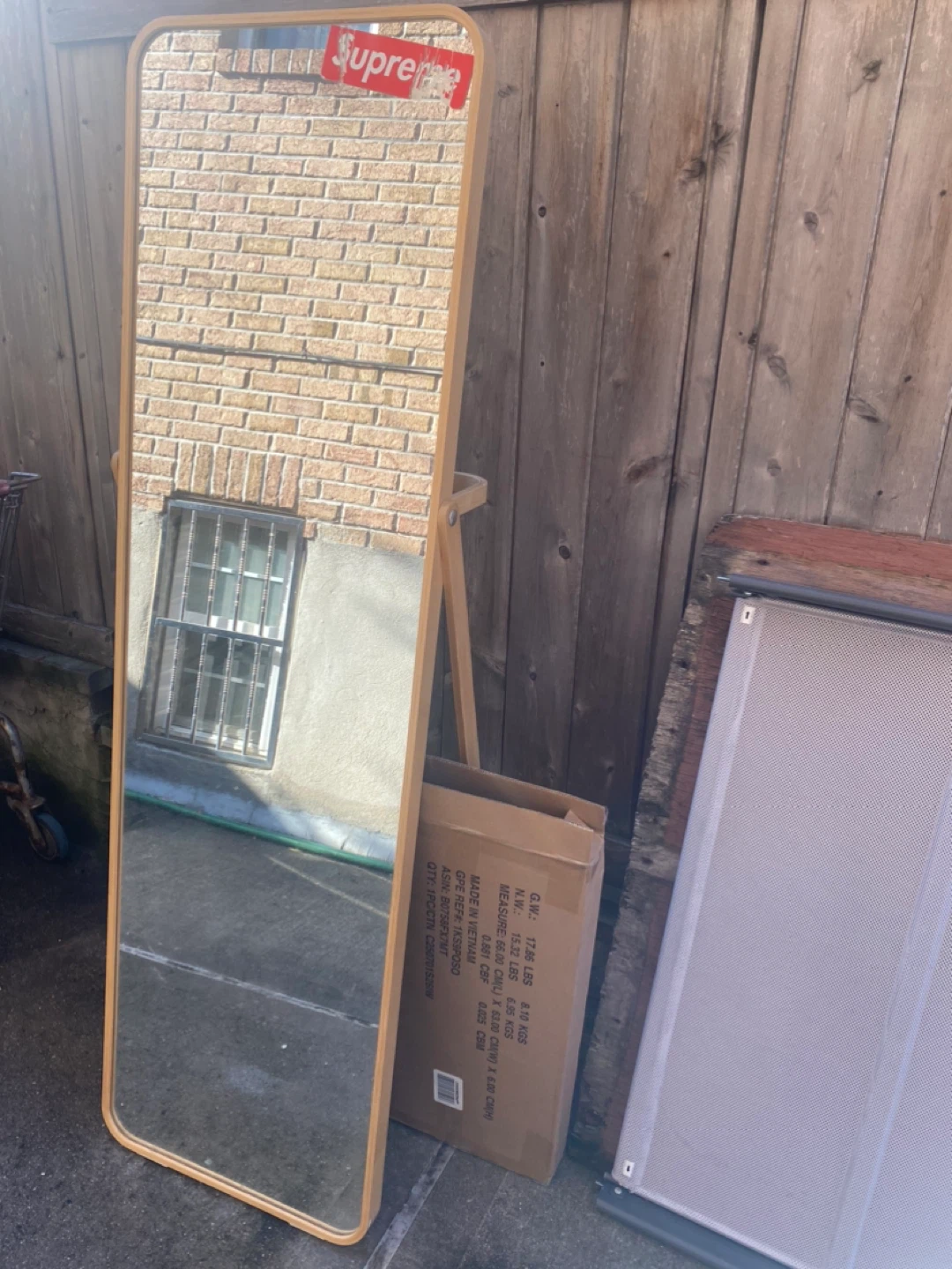 Standing Mirror with Wooden Frame
