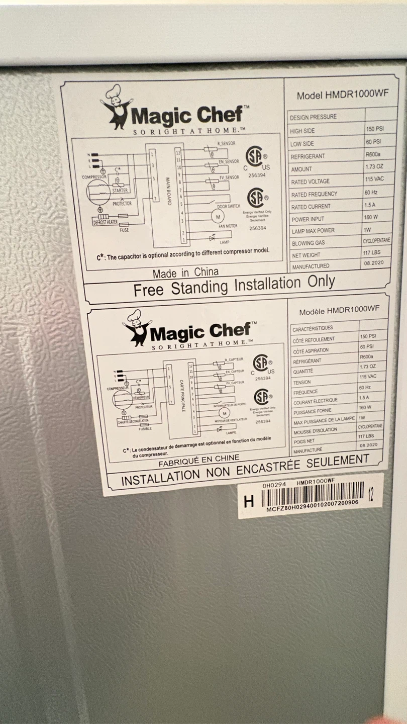 Magic Chef HMDR1000WF Fridge