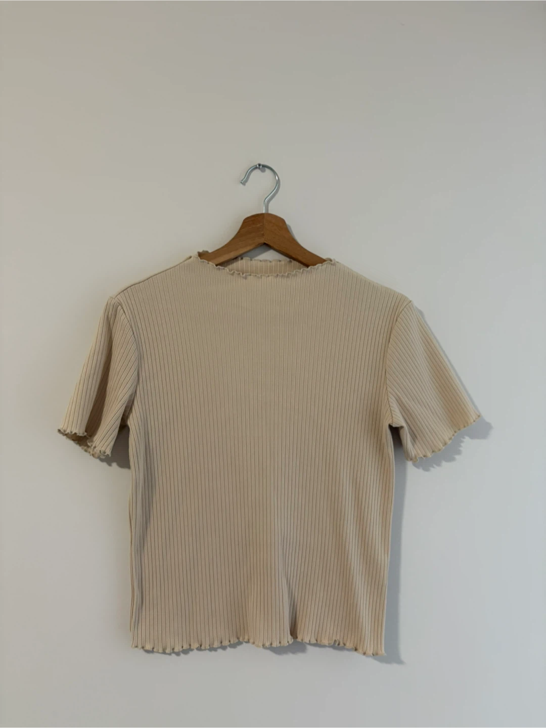 GU Ribbed Knit Top - Beige