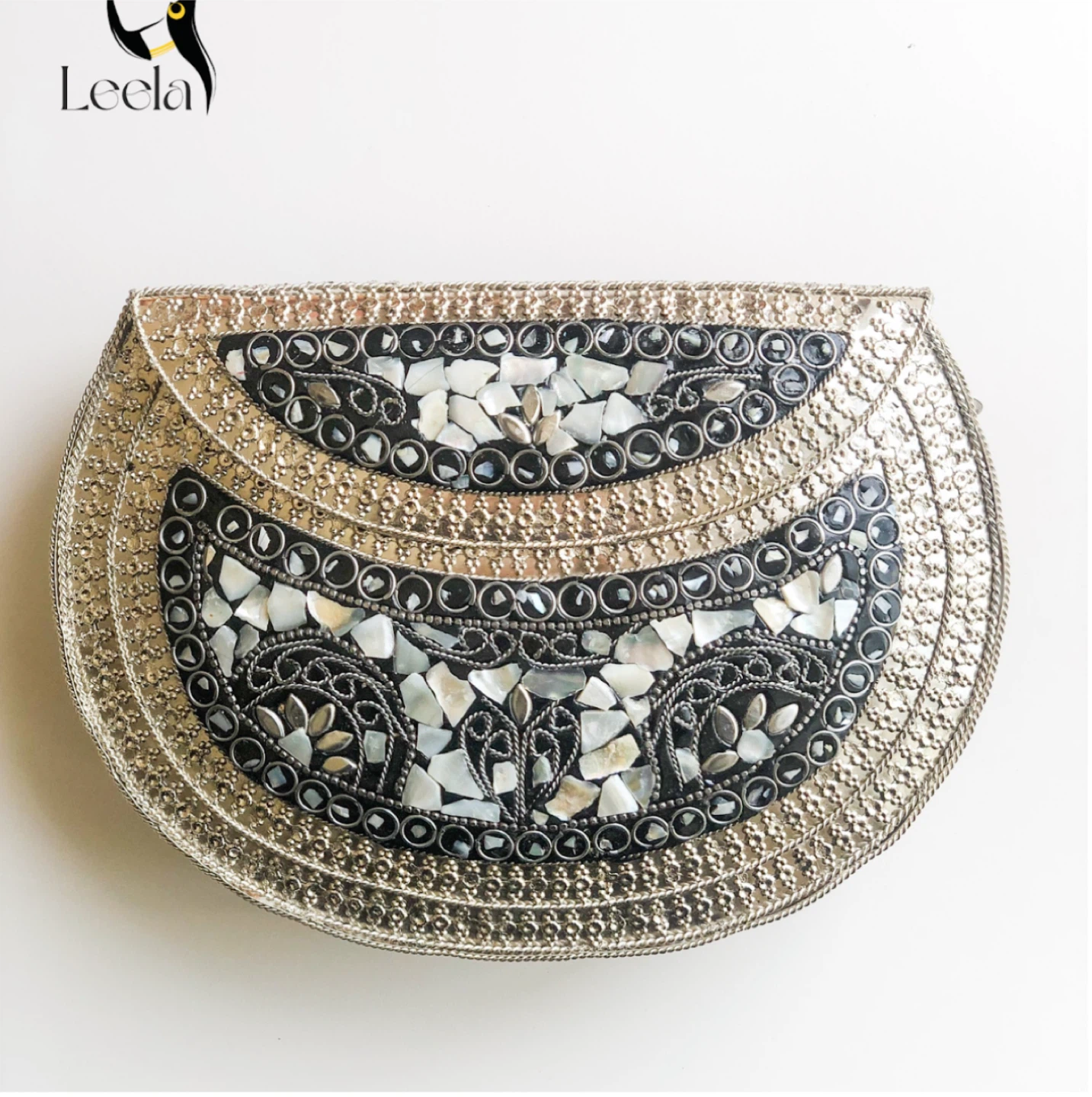 Mosaic Silver Clutch Purse