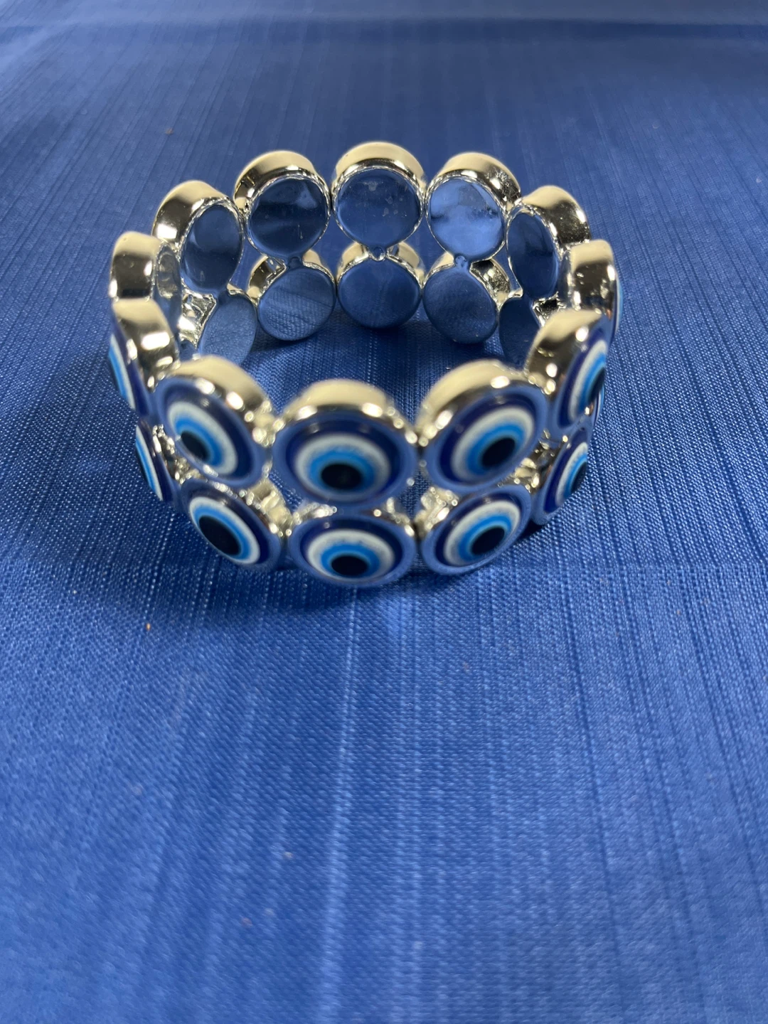 Evil Eye Stretch Bracelet - Blue & Silver - photo 5