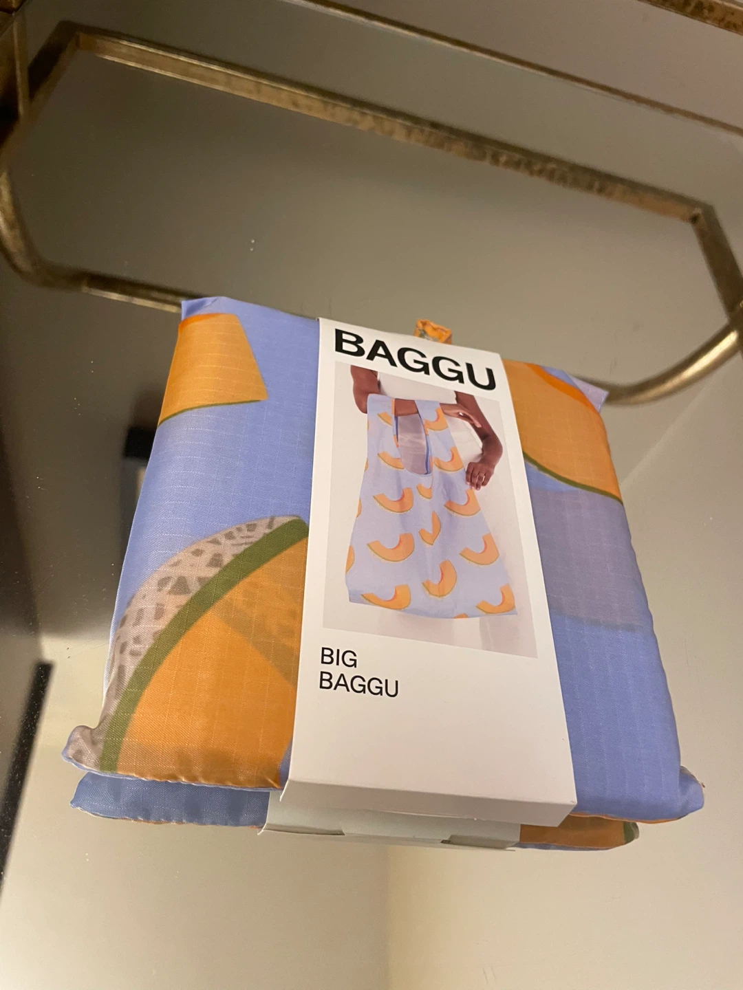 BAGGU Big Reusable Bag - Cantaloupe Blue NEW