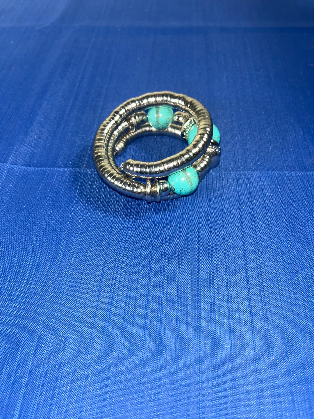 Silver Tone Turquoise Bead Bracelet - photo 5