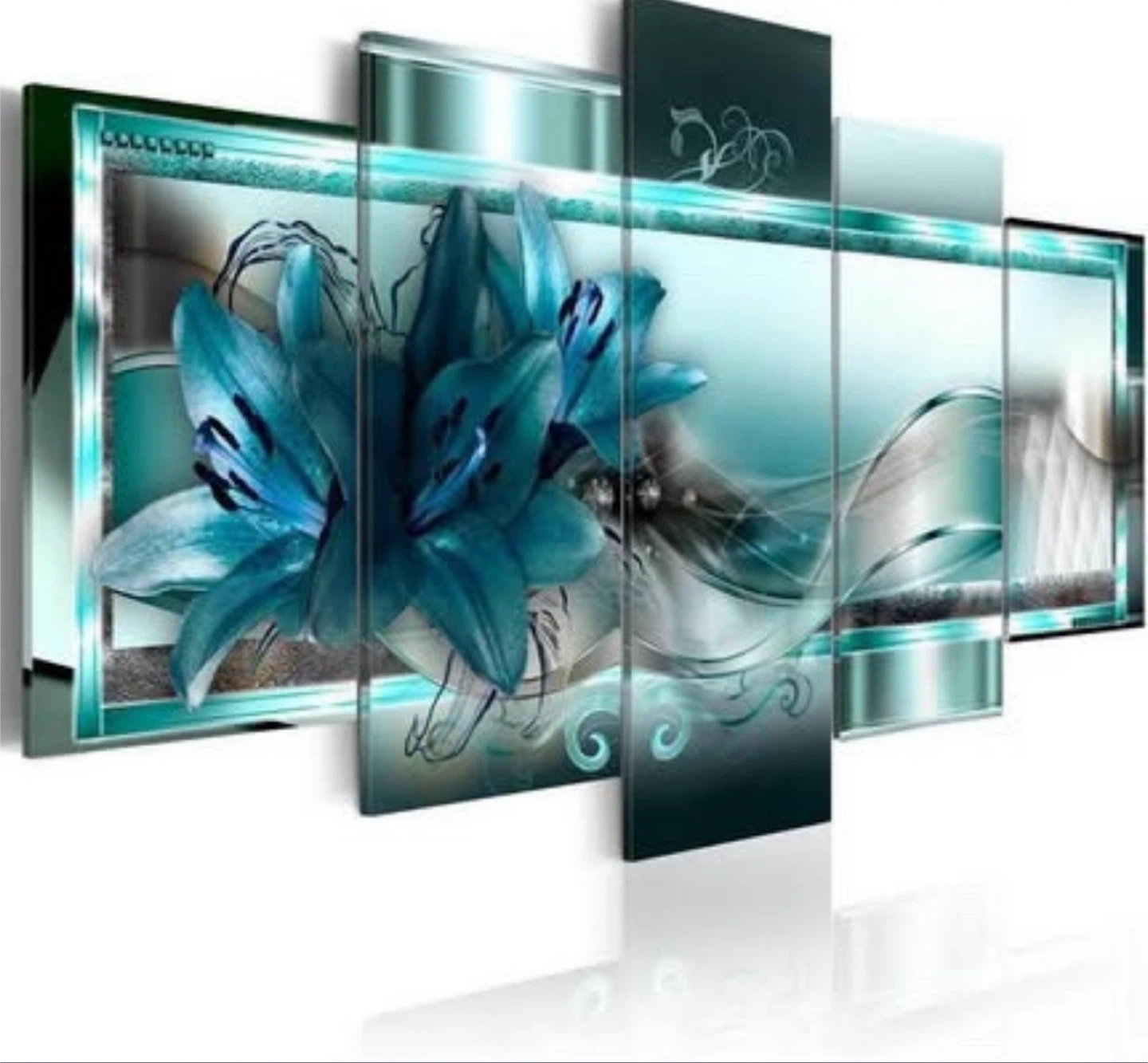 5 Panel Blue Orchid Wall Art