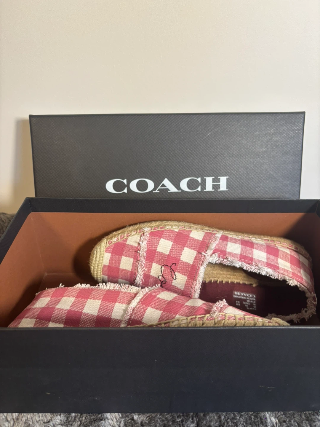 Coach Pink Gingham Espadrille Flats - Size 5 - photo 5