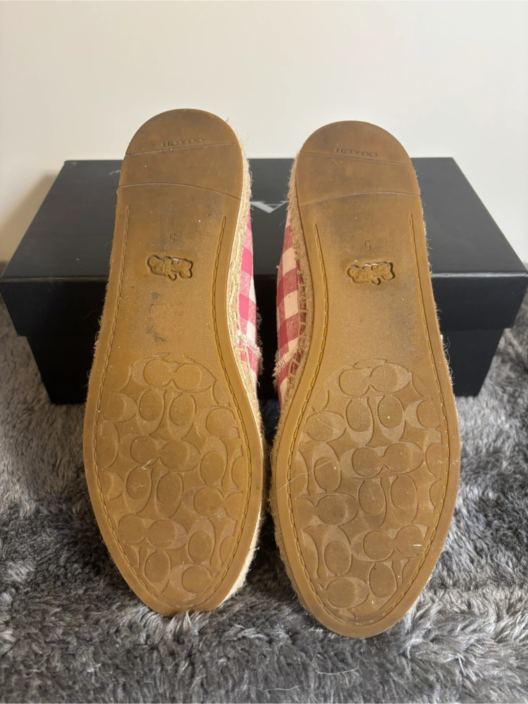 Coach Pink Gingham Espadrille Flats - Size 5 - photo 4