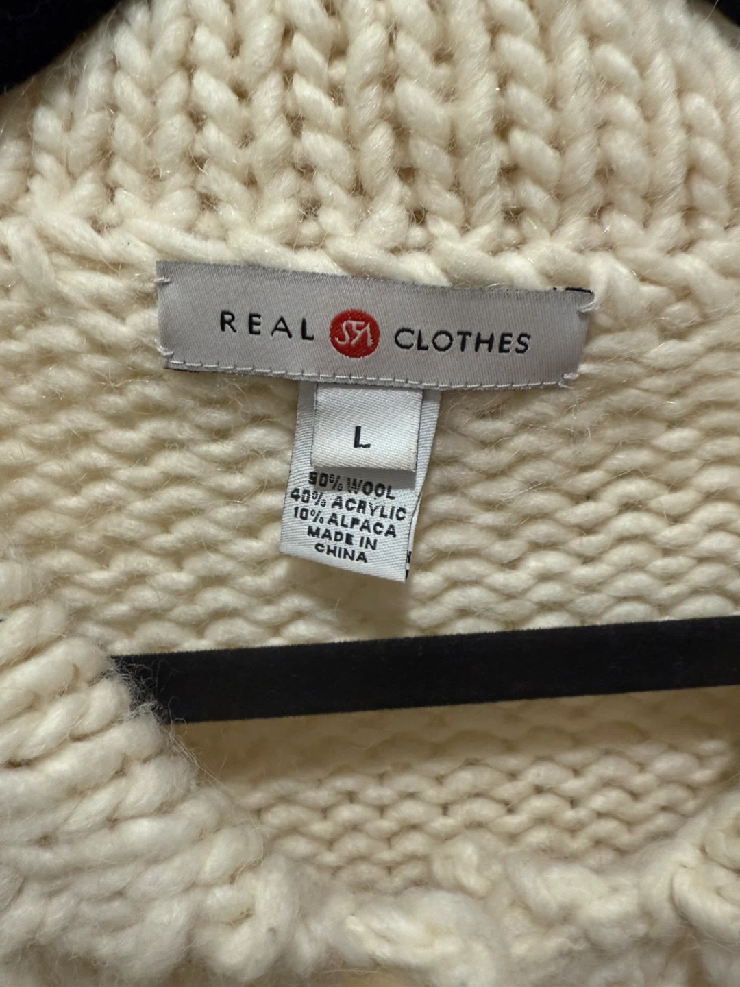Real Clothes Cream Wool Blend Cardigan - Size L - photo 3