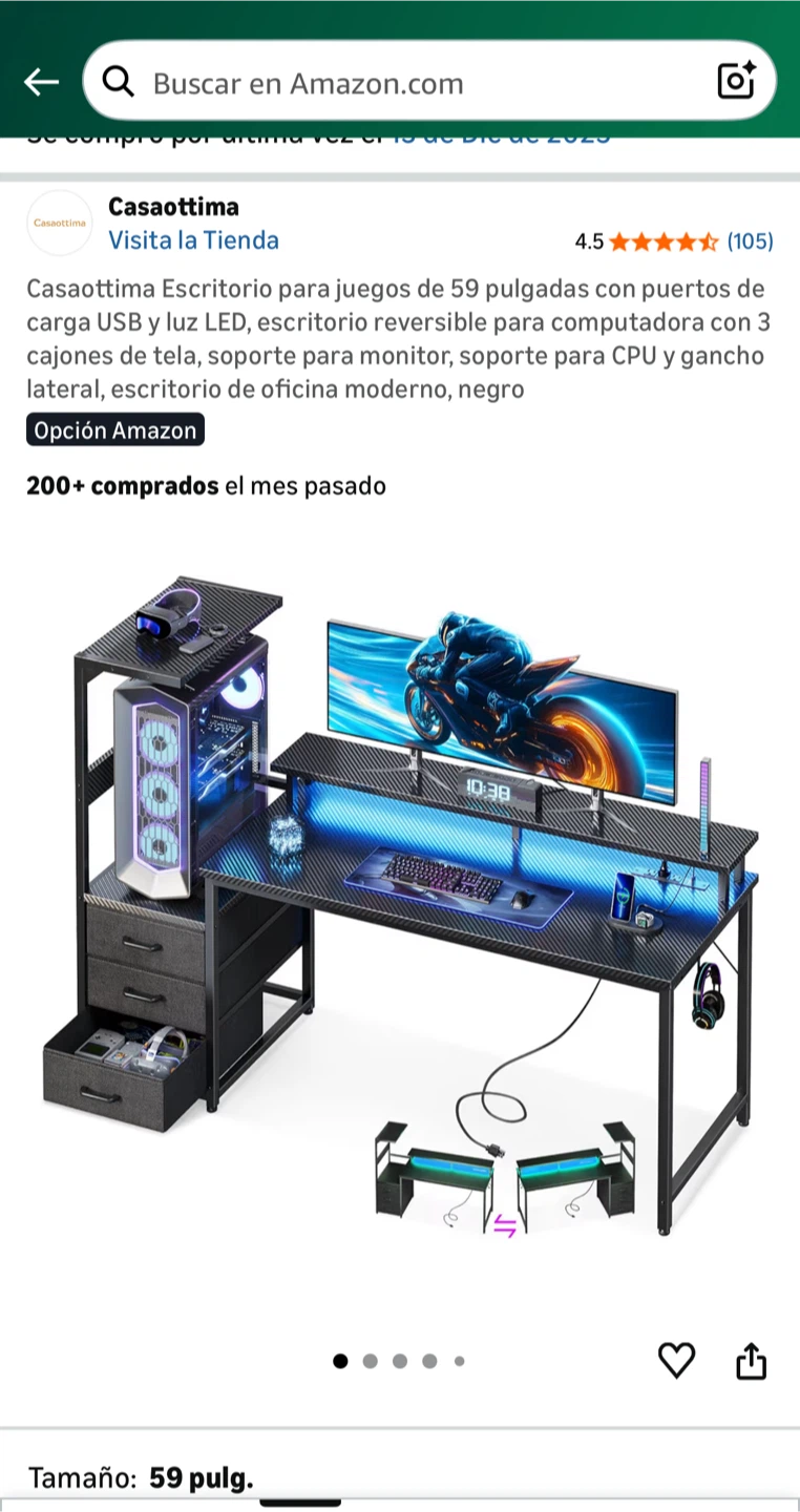 Casaottima 59-Inch Gaming Computer Desk - New in Box!