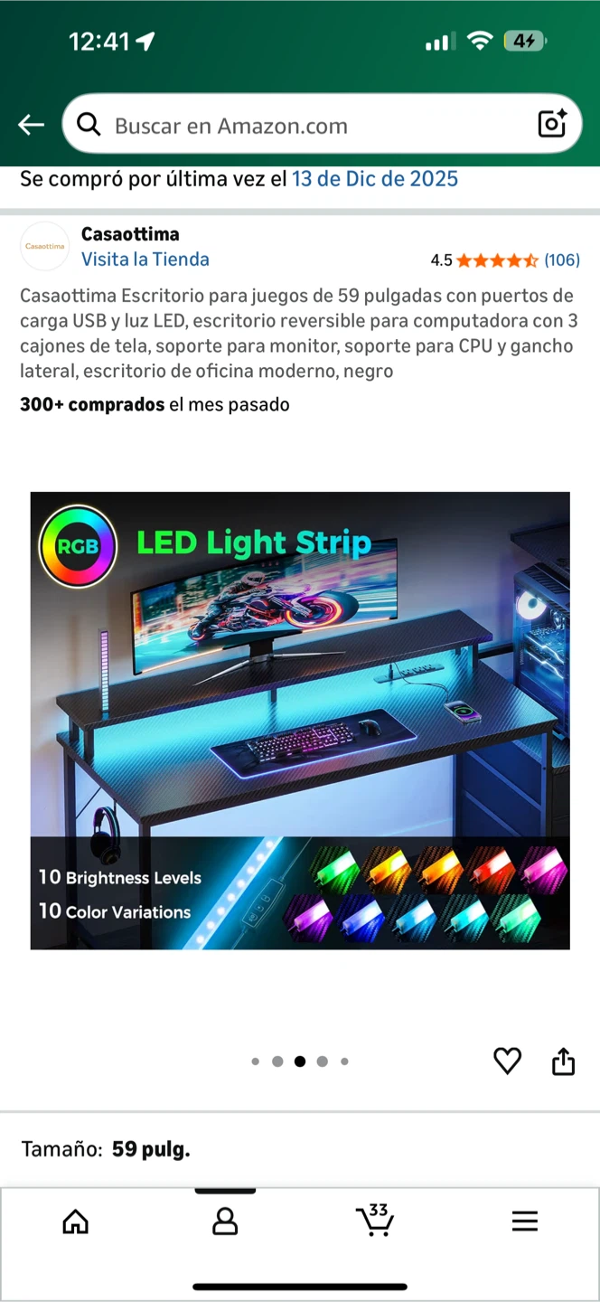 Casaottima 59-Inch Gaming Computer Desk - New in Box! - photo 4