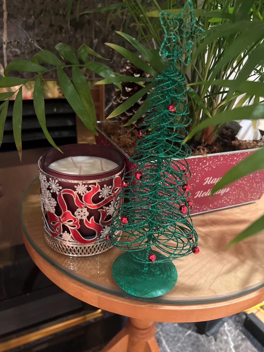 Holiday Candle and Christmas Tree Decor